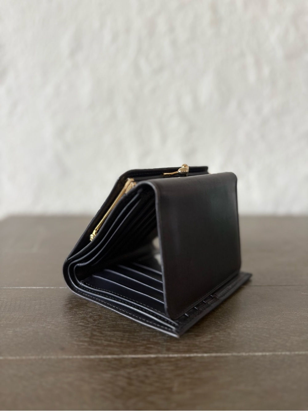 Vintage Coach Navy Water-buffalo Large Continental Kiss-Lock Wallet Clutch - Picture 10 of 10